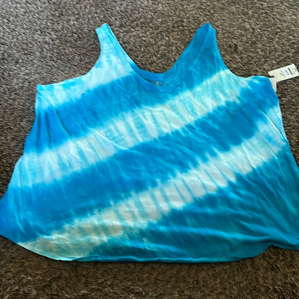 Blue tie dye tank top